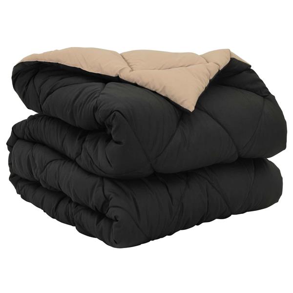 Grote foto vidaxl vol jaar dekbed zwart en taupe 200 x 155 cm microfiber huis en inrichting bedden