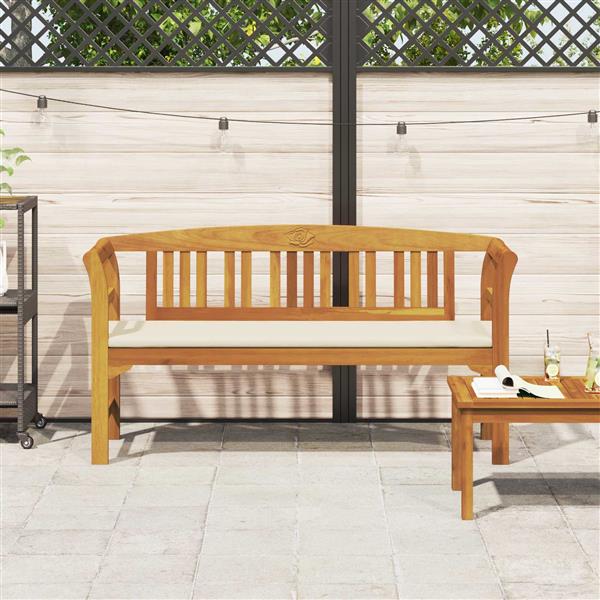 Grote foto vidaxl bank met kussen natuurlijke olie afwerking 157 x 46 x 82 5 cm tuin en terras tuinmeubelen