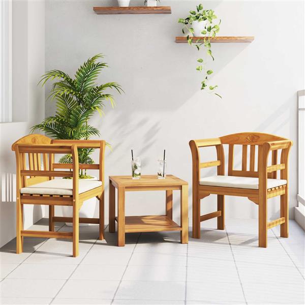 Grote foto vidaxl bank met kussen natuurlijke olie afwerking 68 5 x 46 x 82 5 cm tuin en terras tuinmeubelen