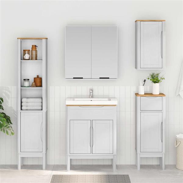 Grote foto vidaxl badkamer wastafelkast met plank floro wit 60 x 40 x 80 cm huis en inrichting complete badkamers