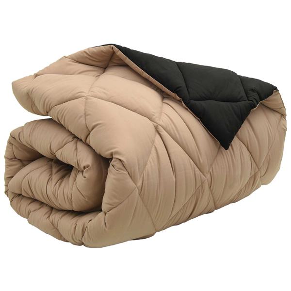 Grote foto vidaxl winter dekbed zwart en taupe 220 x 135 cm microfiber huis en inrichting bedden