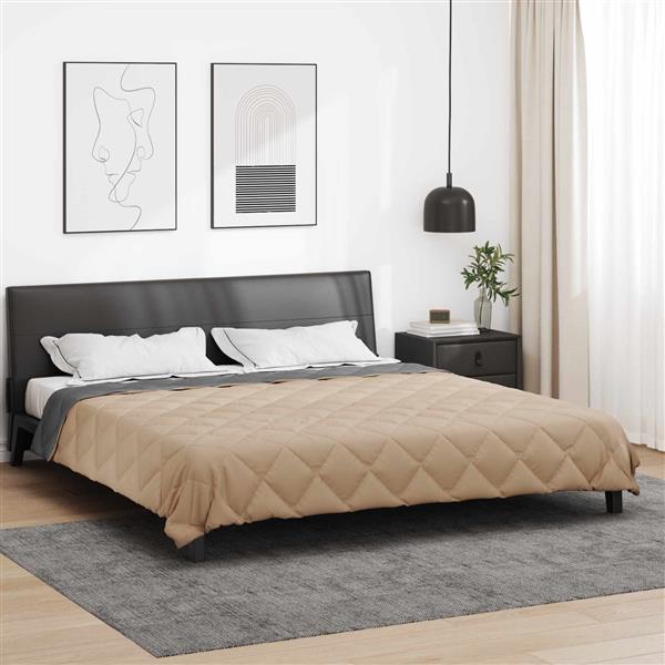 Grote foto vidaxl zomerdekbed antraciet en taupe 200 x 200 cm microvezel huis en inrichting bedden