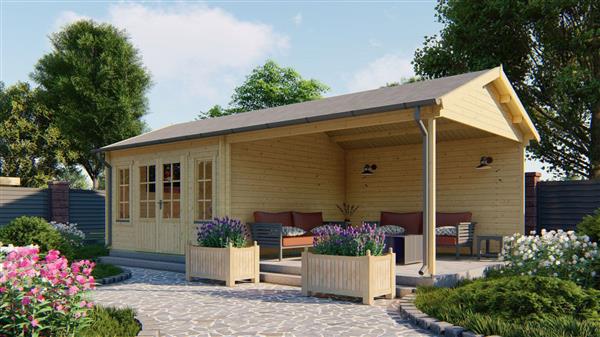 Grote foto blokhut tuinhuis kwaspa 44 mm vuren tuin en terras tuinhuisjes en blokhutten