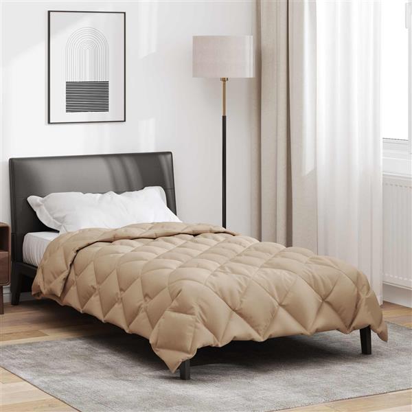 Grote foto vidaxl winter dekbed taupe 200 x 140 cm microfiber huis en inrichting bedden