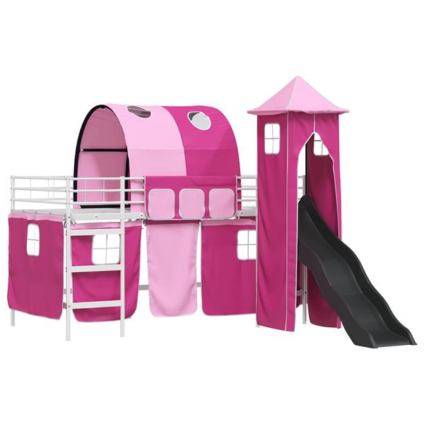 Grote foto vidaxl loftbed voor kids wit en roze 80 x 200 cm metaal antiek en kunst stoelen en banken