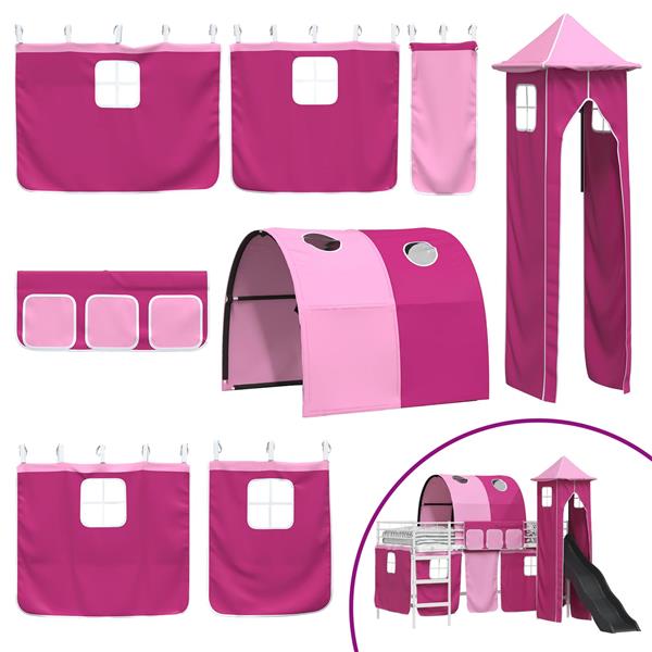 Grote foto vidaxl loftbed voor kids wit en roze 80 x 200 cm metaal antiek en kunst stoelen en banken