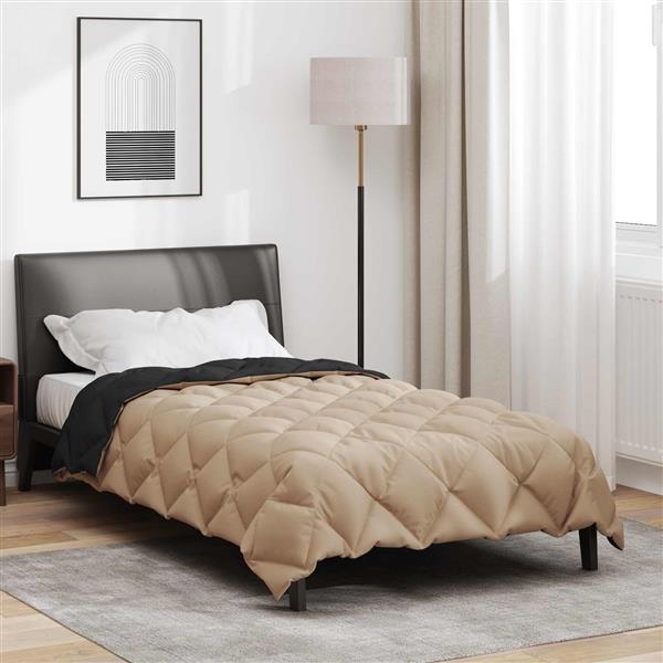Grote foto vidaxl winter dekbed zwart en taupe 200 x 140 cm microfiber huis en inrichting bedden