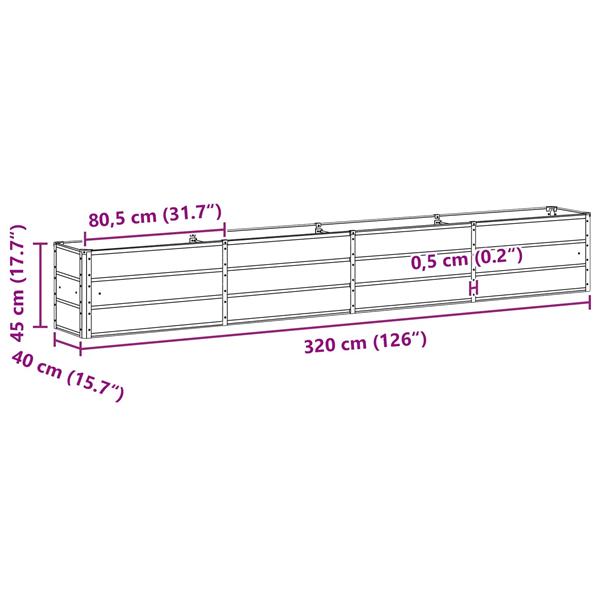 Grote foto vidaxl plantenbak groen 320 x 40 x 45 cm staal tuin en terras overige tuin en terras