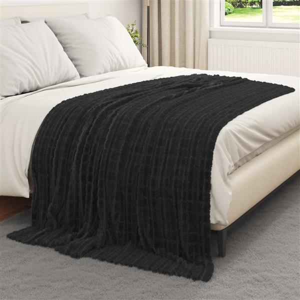 Grote foto vidaxl kleden 6 pcs zwart 200 x 150 cm fleece huis en inrichting bedden