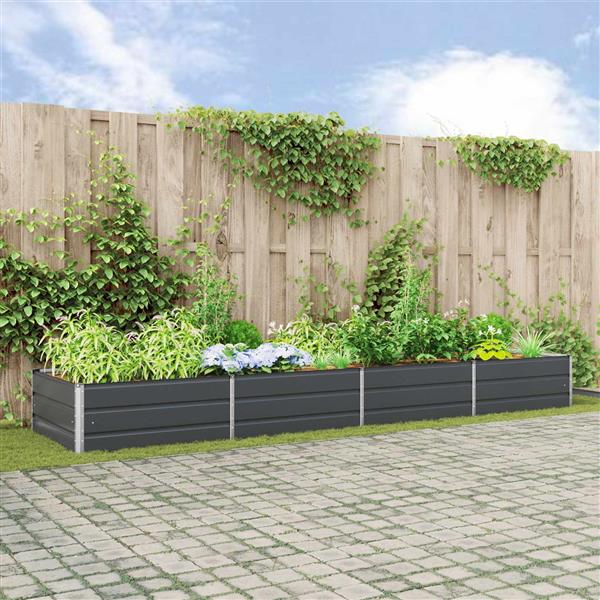 Grote foto vidaxl plantenbak antraciet 195 x 100 x 45 cm gegalvaniseerd staal tuin en terras overige tuin en terras