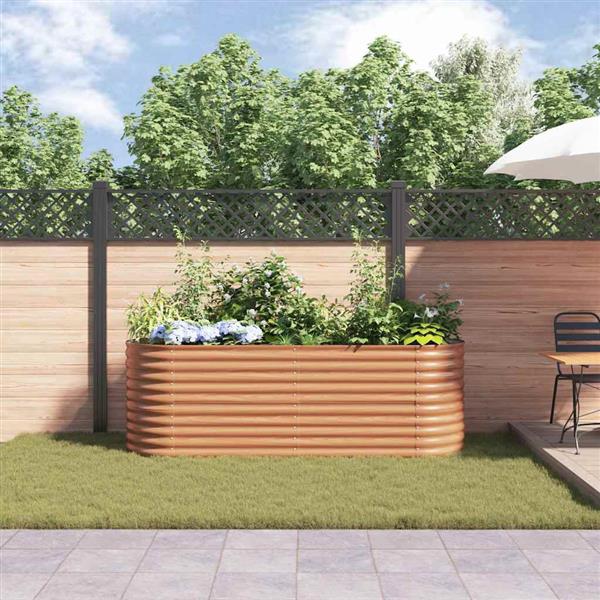 Grote foto vidaxl verhoogd bed bruin 240 x 80 x 81 cm staal tuin en terras overige tuin en terras