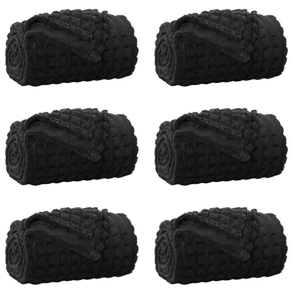 Grote foto vidaxl kleden 6 pcs zwart 240 x 220 cm fleece huis en inrichting bedden