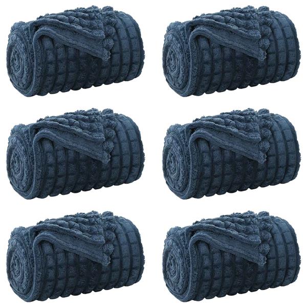 Grote foto vidaxl kleden 6 pcs marineblauw 240 x 220 cm fleece huis en inrichting bedden