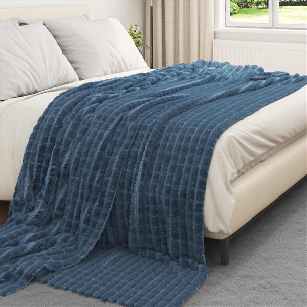 Grote foto vidaxl kleden 6 pcs marineblauw 240 x 220 cm fleece huis en inrichting bedden