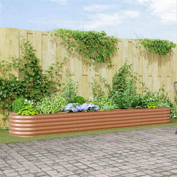Grote foto vidaxl verhoogd bed bruin 400 x 80 x 44 cm staal tuin en terras overige tuin en terras