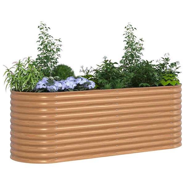 Grote foto vidaxl verhoogd bed bruin 240 x 80 x 81 cm staal tuin en terras overige tuin en terras