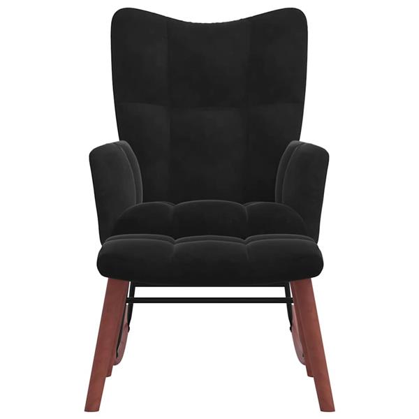 Grote foto vidaxl schommelstoel met voetensteun 2 pcs zwart fluweel huis en inrichting stoelen