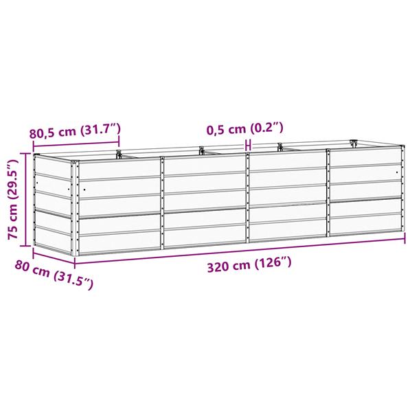 Grote foto vidaxl plantenbak groen 240 x 80 x 75 cm staal tuin en terras overige tuin en terras