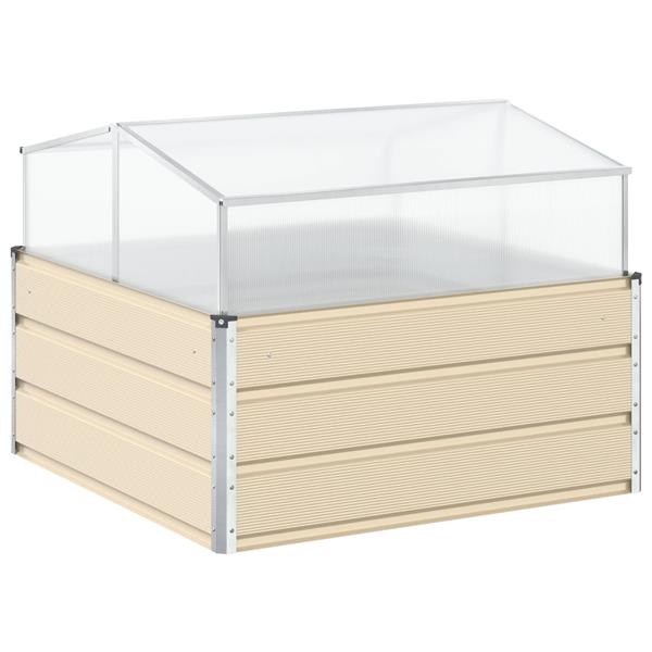 Grote foto vidaxl plantenbak ivoor 100 x 100 x 77 cm gegalvaniseerd staal tuin en terras overige tuin en terras