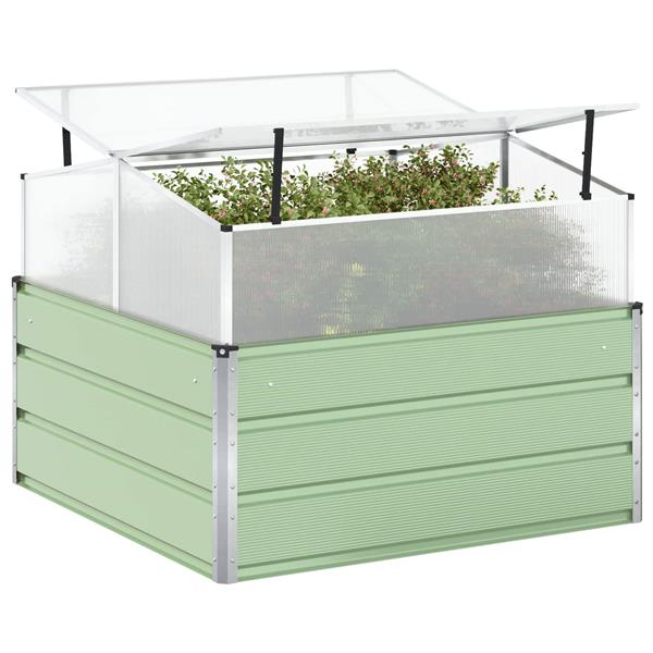 Grote foto vidaxl plantenbak pastel groen 100 x 100 x 77 cm gegalvaniseerd staal tuin en terras overige tuin en terras