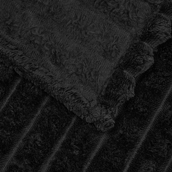 Grote foto vidaxl gooi deken zwart 200 x 150 cm fleece huis en inrichting bedden