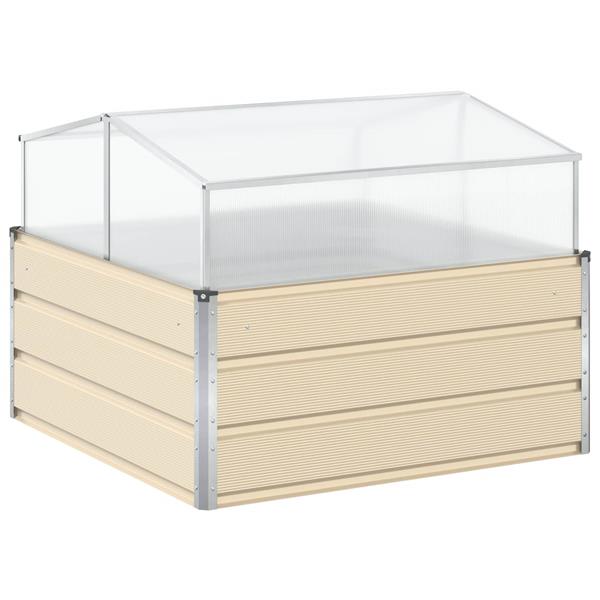 Grote foto vidaxl plantenbak ivoor 100 x 100 x 77 cm gegalvaniseerd staal tuin en terras overige tuin en terras