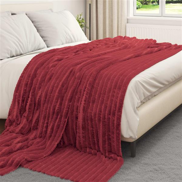 Grote foto vidaxl kleden 6 pcs bordeaux rood 240 x 220 cm fleece huis en inrichting bedden