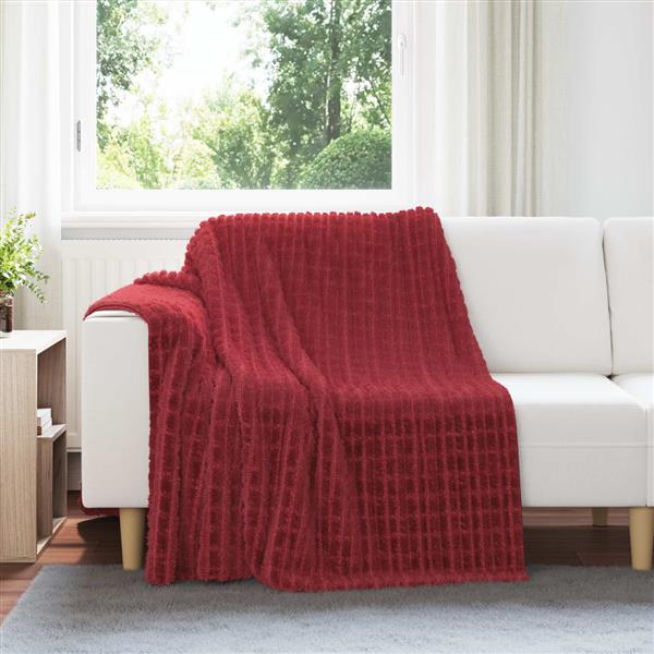Grote foto vidaxl gooi deken bordeaux rood 200 x 150 cm fleece huis en inrichting bedden