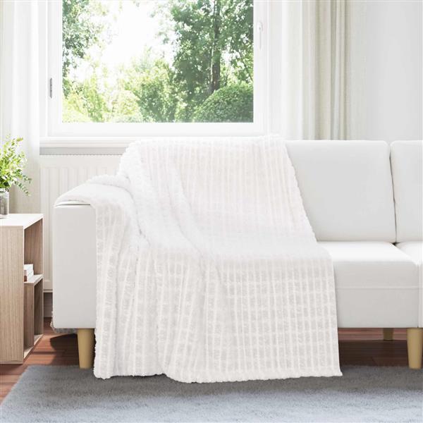 Grote foto vidaxl gooi deken wit 200 x 150 cm fleece huis en inrichting bedden