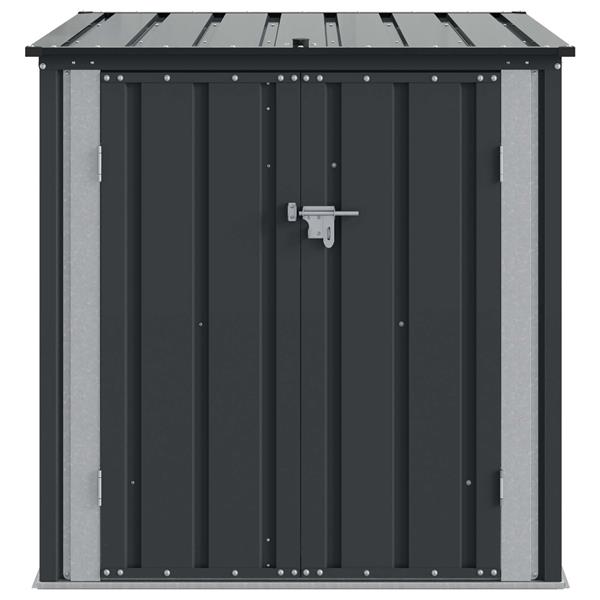 Grote foto vidaxl tuinopslagdoos zwart 101 5 x 107 x 100 cm staal tuin en terras tuinhuisjes en blokhutten