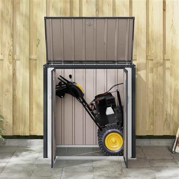 Grote foto vidaxl tuinopslagdoos zwart 101 5 x 57 x 100 5 cm staal tuin en terras tuinhuisjes en blokhutten