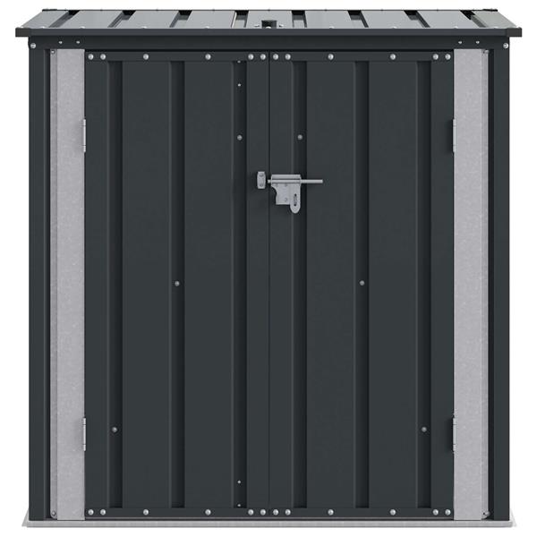 Grote foto vidaxl tuinopslagdoos zwart 101 5 x 57 x 100 5 cm staal tuin en terras tuinhuisjes en blokhutten