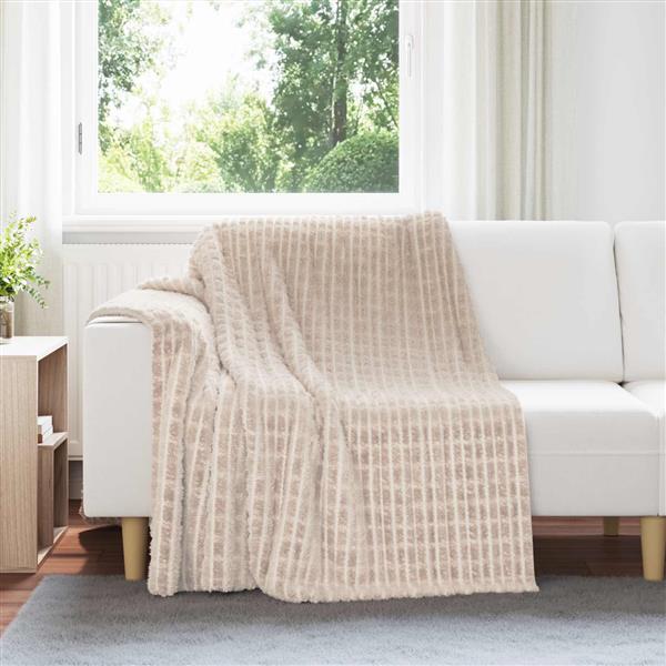 Grote foto vidaxl gooi deken beige 200 x 150 cm fleece huis en inrichting bedden