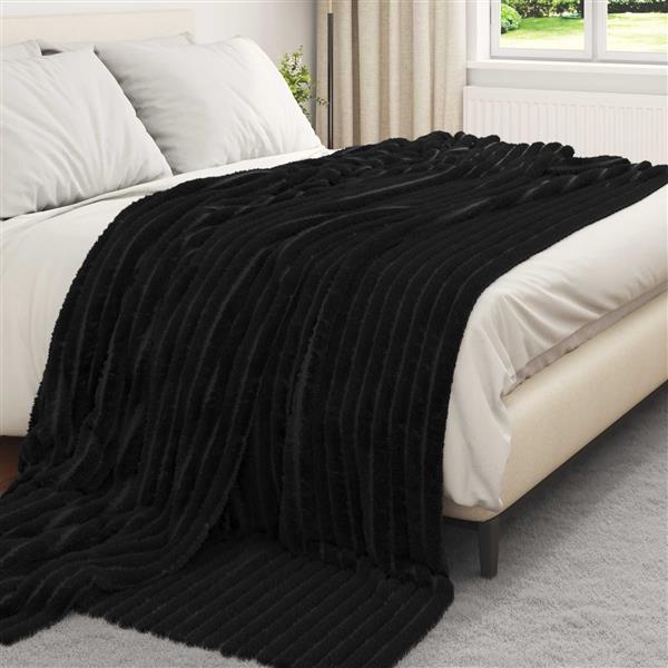 Grote foto vidaxl kleden 6 pcs zwart 270 x 240 cm fleece huis en inrichting bedden