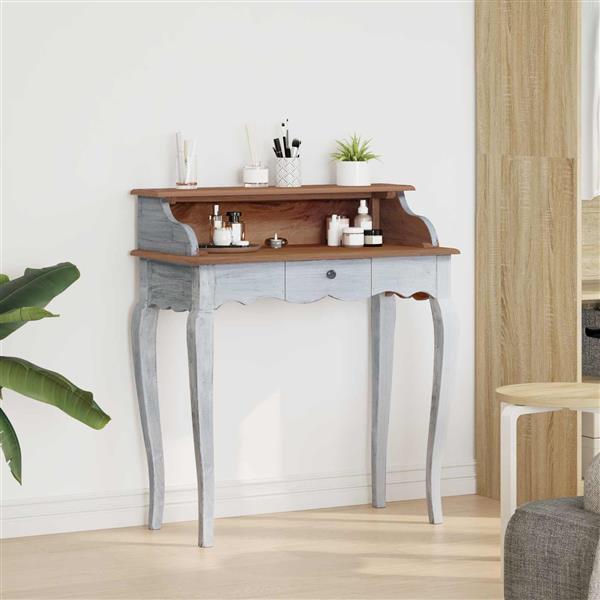 Grote foto vidaxl bureau met lade wit 80 x 40 x 92 cm massief mahoniehout huis en inrichting stoelen