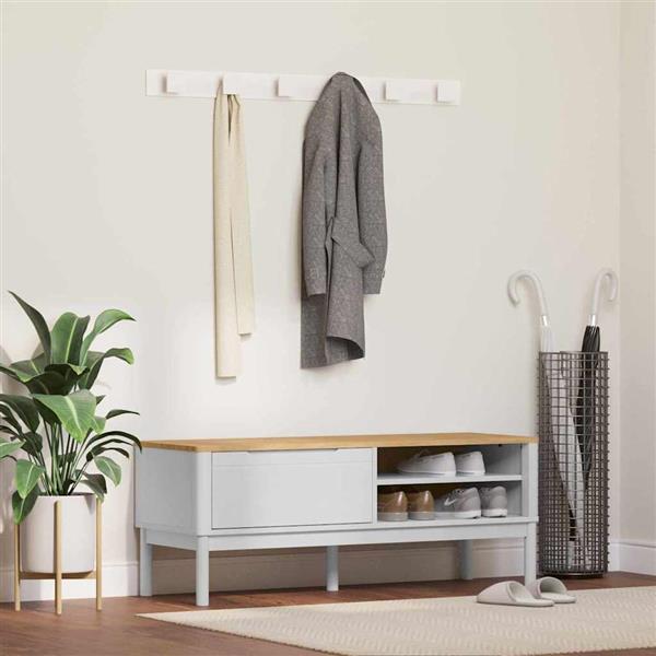 Grote foto vidaxl hal bank met lade wit 115 x 40 x 45 cm massief vurenhout huis en inrichting overige huis en inrichting