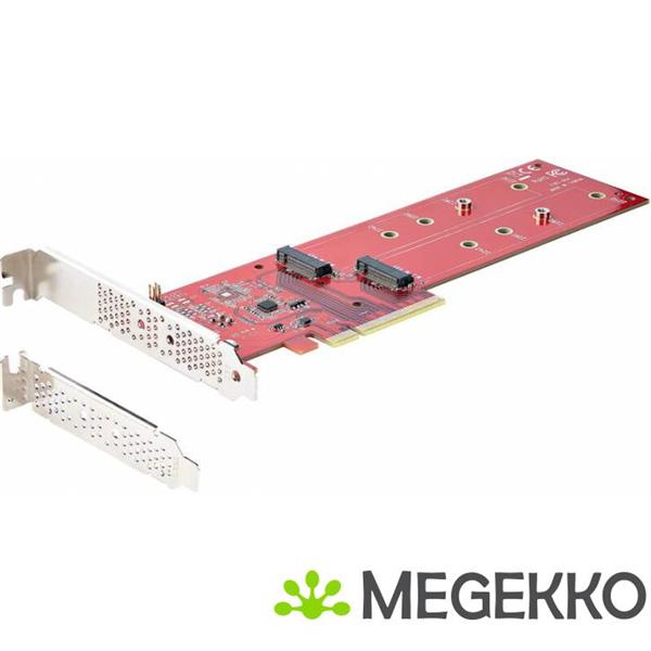 Grote foto startech.com dual m.2 pci express ssd adapter kaart pcie x8 x16 naar dual nvme of ahci m.2 ssds computers en software netwerkkaarten routers en switches