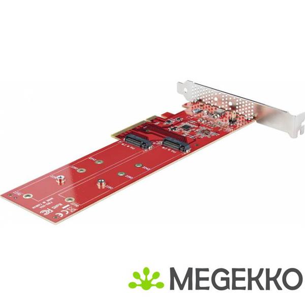 Grote foto startech.com dual m.2 pci express ssd adapter kaart pcie x8 x16 naar dual nvme of ahci m.2 ssds computers en software netwerkkaarten routers en switches