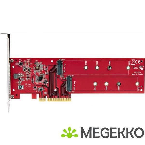 Grote foto startech.com dual m.2 pci express ssd adapter kaart pcie x8 x16 naar dual nvme of ahci m.2 ssds computers en software netwerkkaarten routers en switches