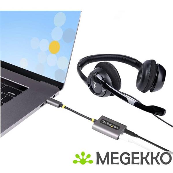Grote foto startech.com usb c headphone splitter usb type c dual headset adapter met mic input usb c naar 3.5 computers en software overige computers en software