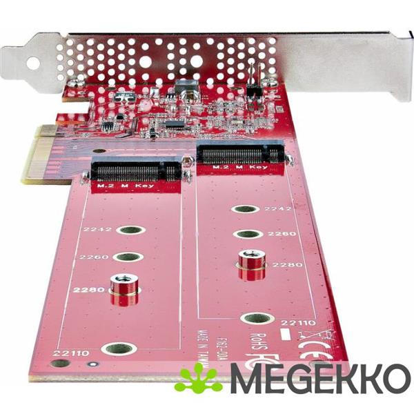 Grote foto startech.com dual m.2 pci express ssd adapter kaart pcie x8 x16 naar dual nvme of ahci m.2 ssds computers en software netwerkkaarten routers en switches