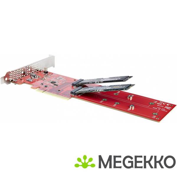 Grote foto startech.com dual m.2 pci express ssd adapter kaart pcie x8 x16 naar dual nvme of ahci m.2 ssds computers en software netwerkkaarten routers en switches