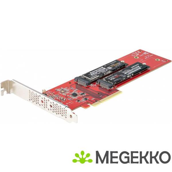 Grote foto startech.com dual m.2 pci express ssd adapter kaart pcie x8 x16 naar dual nvme of ahci m.2 ssds computers en software netwerkkaarten routers en switches