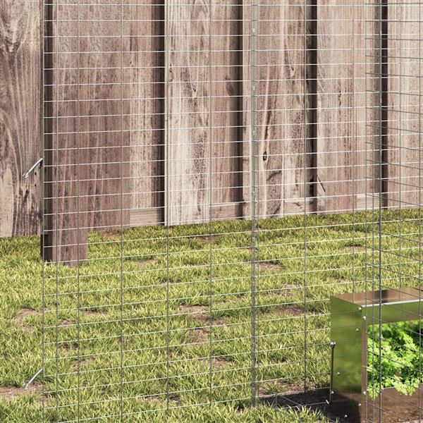 Grote foto vidaxl konijnenkooi zilver 400 x 100 x 210 cm gegalvaniseerd staal dieren en toebehoren hokken en kooien