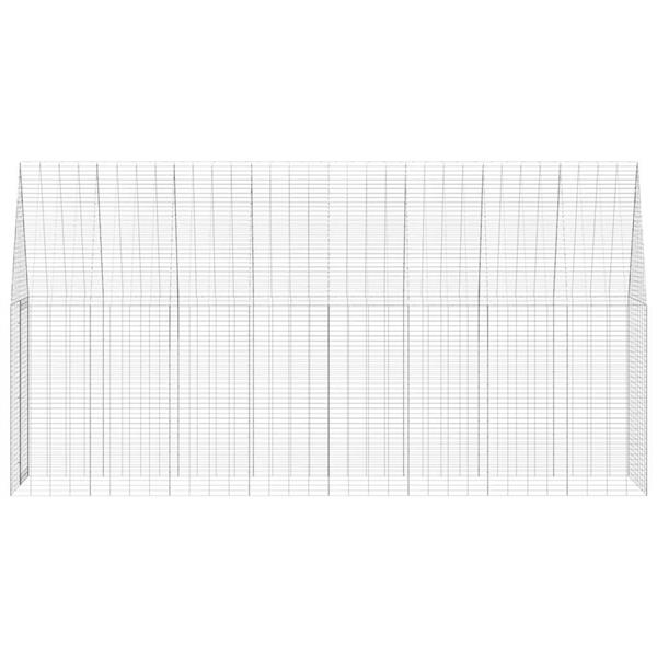 Grote foto vidaxl konijnenkooi zilver 400 x 100 x 210 cm gegalvaniseerd staal dieren en toebehoren hokken en kooien