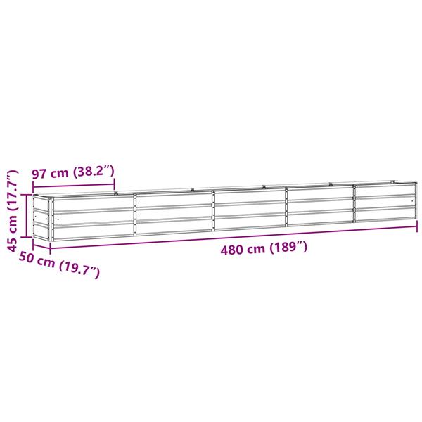 Grote foto vidaxl plantenbak lichtgrijs 480 x 50 x 45 cm gegalvaniseerd staal tuin en terras overige tuin en terras