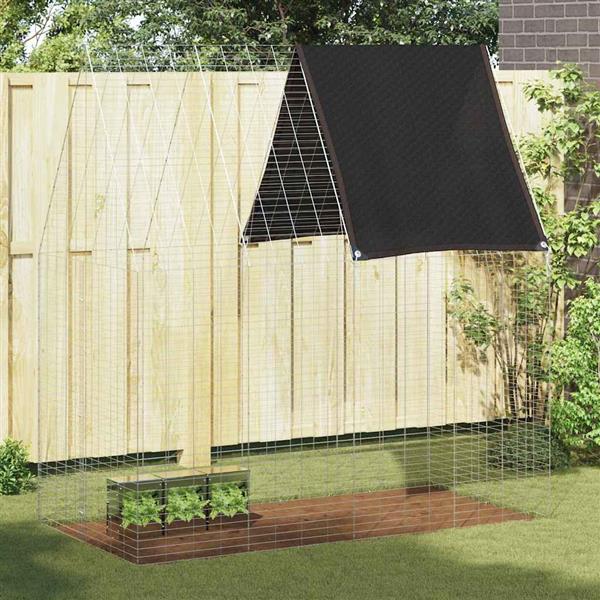 Grote foto vidaxl konijnenkooi zilver 200 x 100 x 210 cm gegalvaniseerd staal dieren en toebehoren hokken en kooien