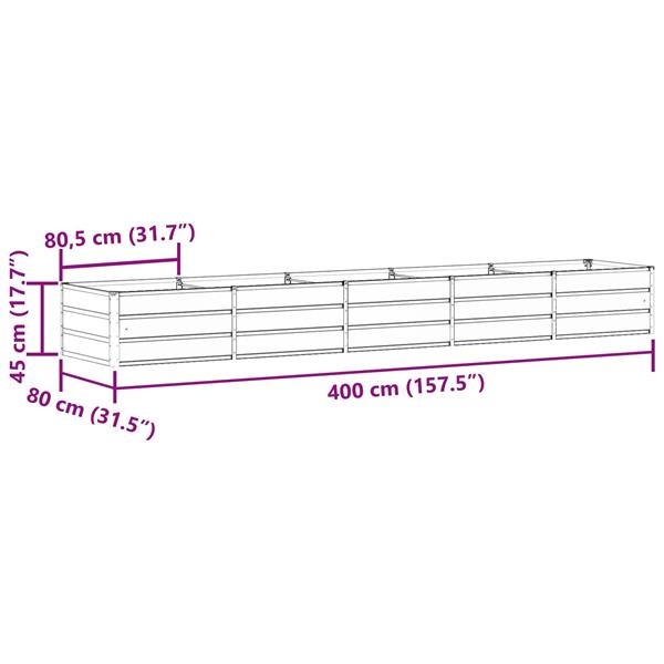 Grote foto vidaxl plantenbak lichtgrijs 400 x 80 x 45 cm staal tuin en terras overige tuin en terras
