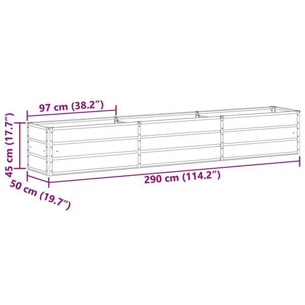 Grote foto vidaxl plantenbak antraciet 480 x 50 x 45 cm gegalvaniseerd staal tuin en terras overige tuin en terras