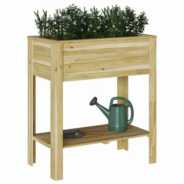 Grote foto vidaxl hoge planter bruin 85 5 x 46 5 x 96 cm ge mpregneerd grenenhout tuin en terras overige tuin en terras